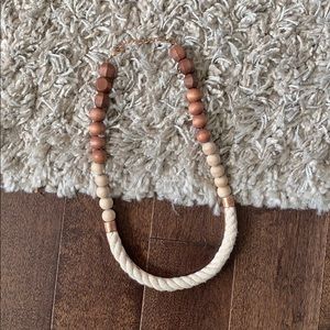 Anthropologie Wood Bead + Copper Necklace